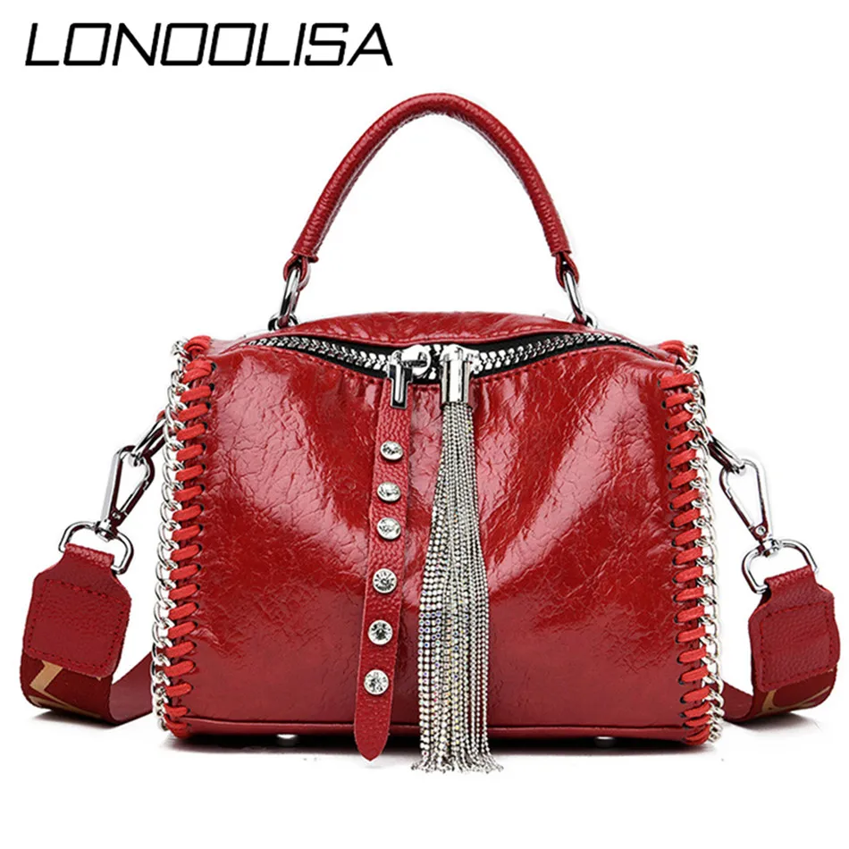 Модные женские сумки с кисточками кожаная сумка через плечо волнистой цепочкой