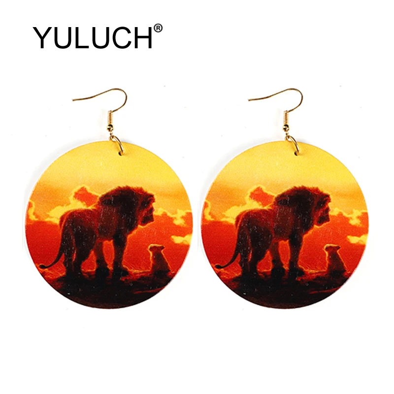Фото Большие висячие серьги YULUCH с Африканским львом модные ювелирные изделия для