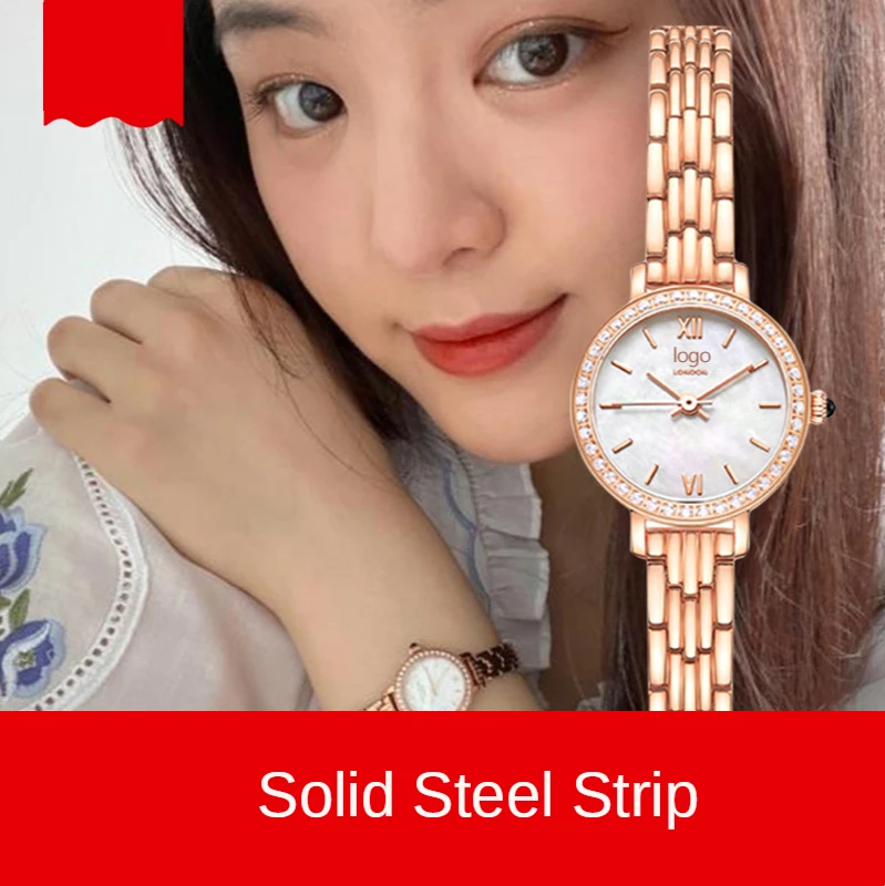 Enlarge 2021 new watch female diamond small gold watch temperament waterproof quartz watch simple starry ladies watch