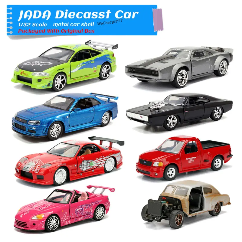 JADA 1/32 масштаб Плимут GTX, тойота Супра, ниссан R34, Dodge зарядное устройство, HONDA S2000, Mitsubishi Eclipse литая металлическая модель автомобиля игрушка