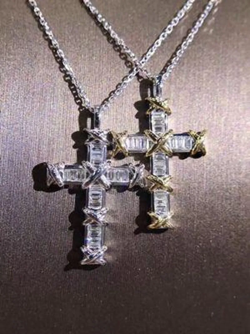 Роскошное ожерелье с распятием для женщин ожерелье-чокер из серебра 925 пробы