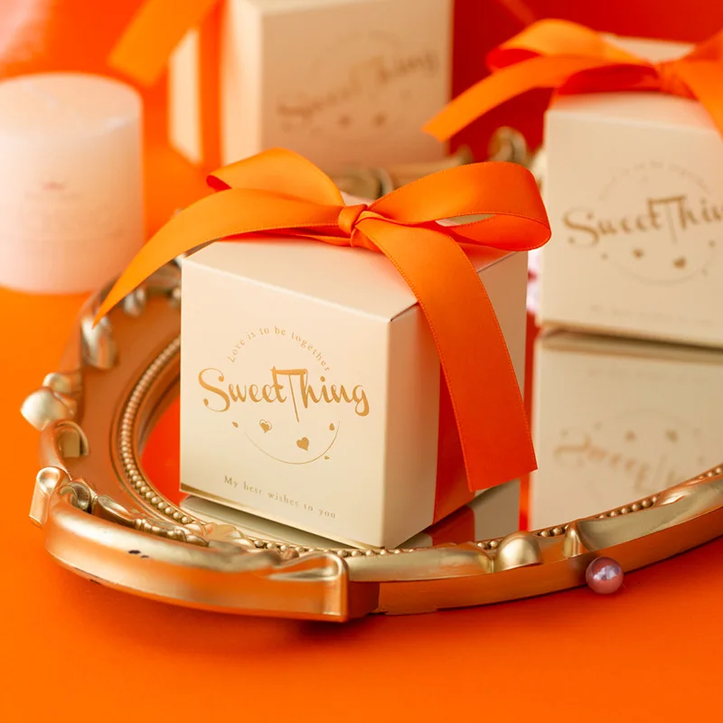 

10/30/50pcs Wedding Favors Sweet Candy Boxes Square Carton Package Box with Ribbon Gifts for Party Supplies Birthday Decoration