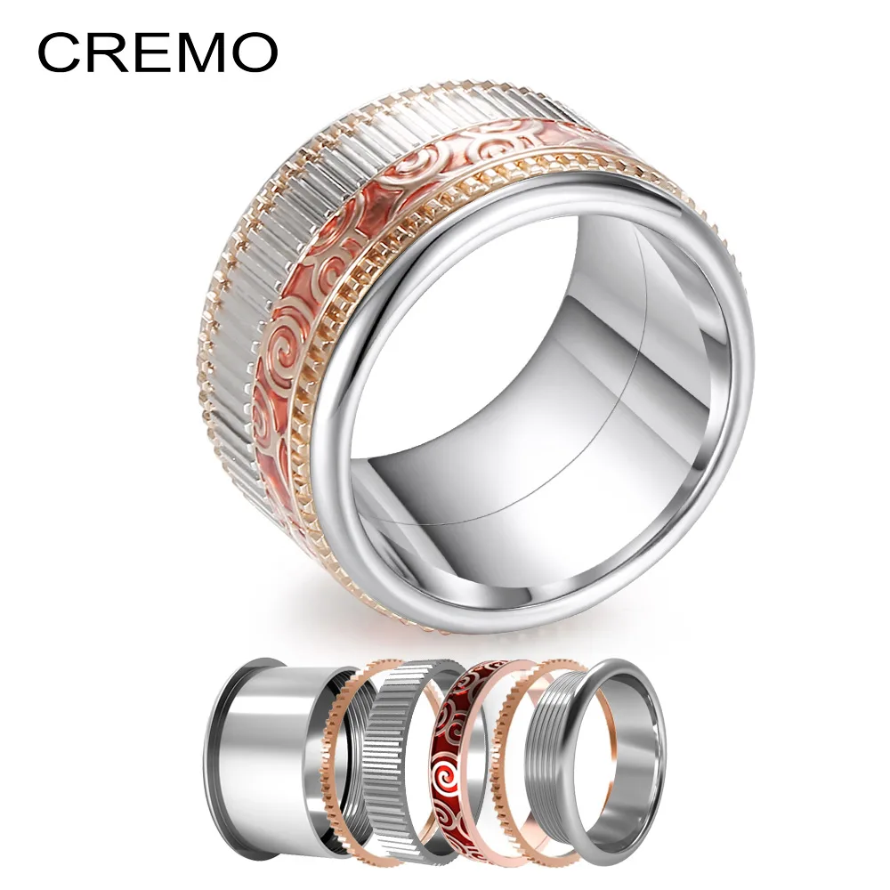 Кольца Cremo Бохо вращающиеся кольца из нержавеющей стали со сменной эмалью|Кольца|