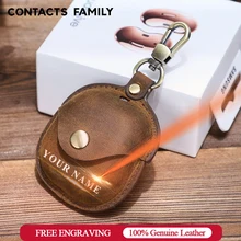 CONTACTS FAMILY Leather Case For Samsung Galaxy buds live case / Buds Pro Case / galaxy buds2 Headset Protective Cover Keychain