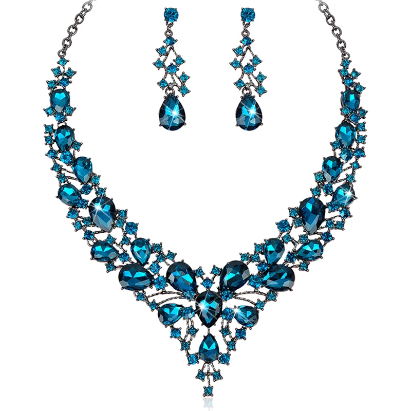 Модные индийские серьги с австрийскими кристаллами набор свадебных украшений