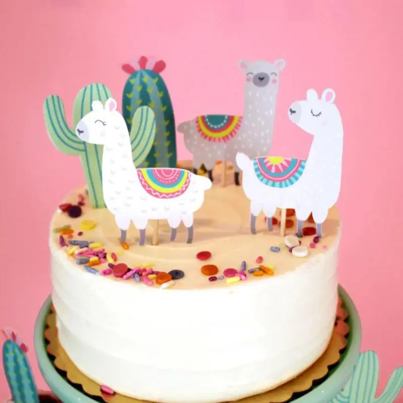 1 шт. кактус Альпака Llamas Единорог торт Топпер кекс Wedding свадебное украшение для торта ко дню рождения джунгли летние товары для вечеринок