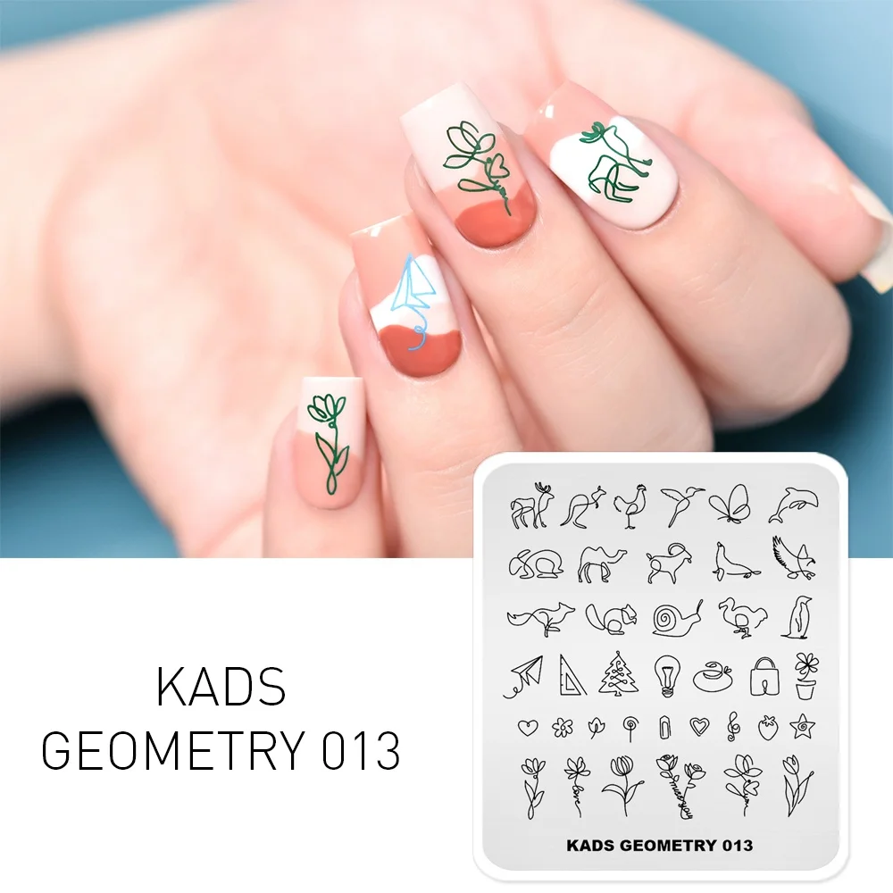 KADS пластины для штамповки ногтей 15 видов конструкций Геометрическая серия оверпринт дизайн штамп пластина для дизайна ногтей маникюрный шаблон инструменты для ногтей 3D форма - Цвет: Geometry 013