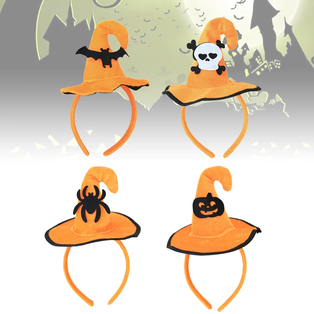 

4PCS Hair Clasp Orange Pumpkin Spider Ghost Head Bat Shape Hair For Girls Boys Party Decor Daily Use Random