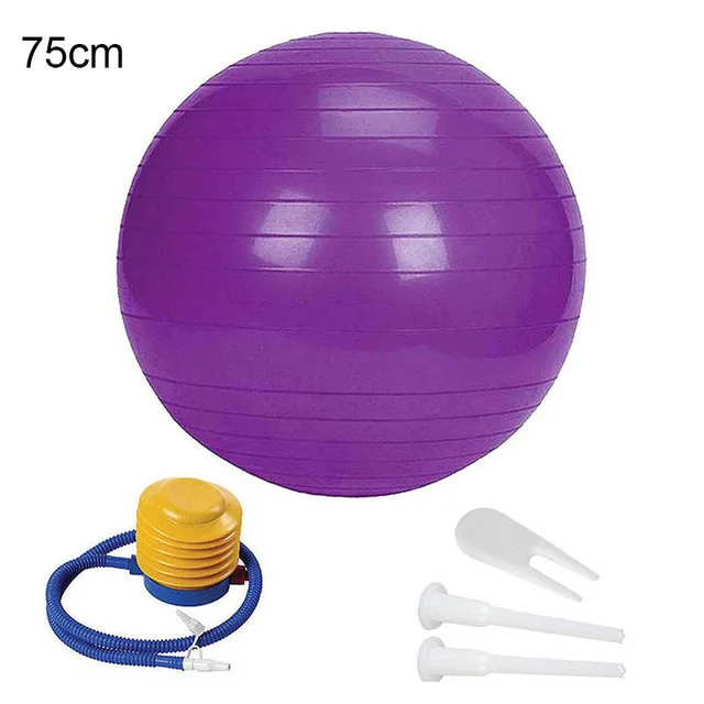 75cm Purple 65 см 75 см йога баланс упражнений мяч с надувным воздушным насосом для йоги Пилатес брюшной тренировки Фитнес мяч родословная терапия - Цвет: 75cm Purple