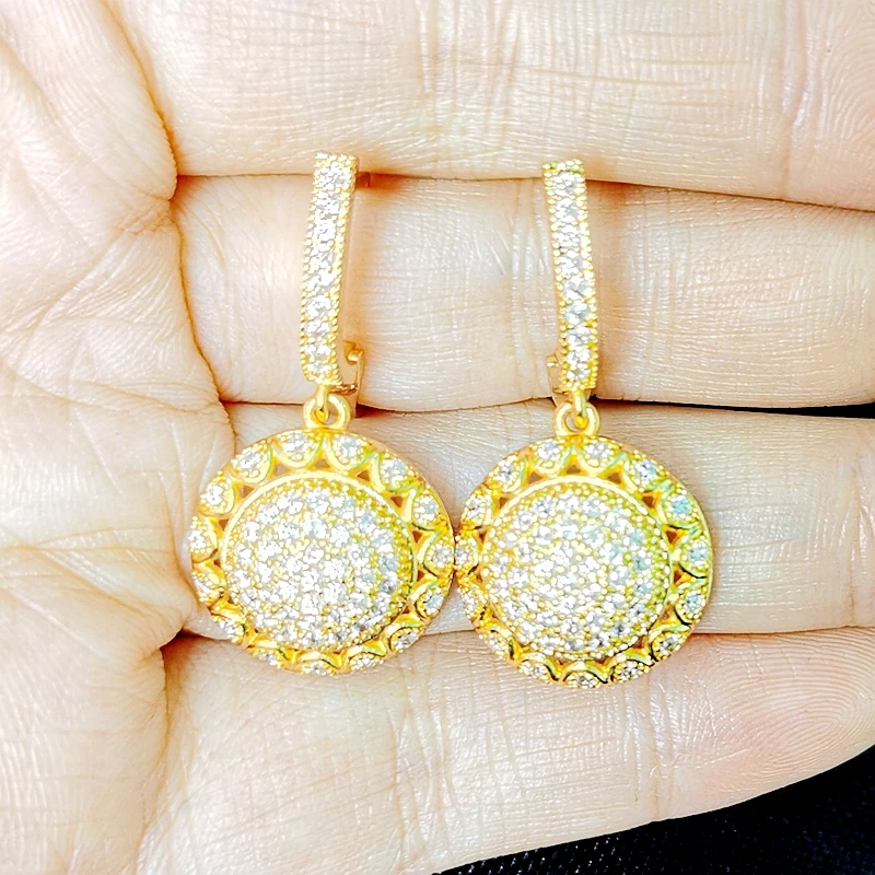 

Small Zircon Hoop Earrings Round Geometry Gold Color Earrings for Women Female Vintage Drop Earrings Trendy Fashion Jewelry 2020