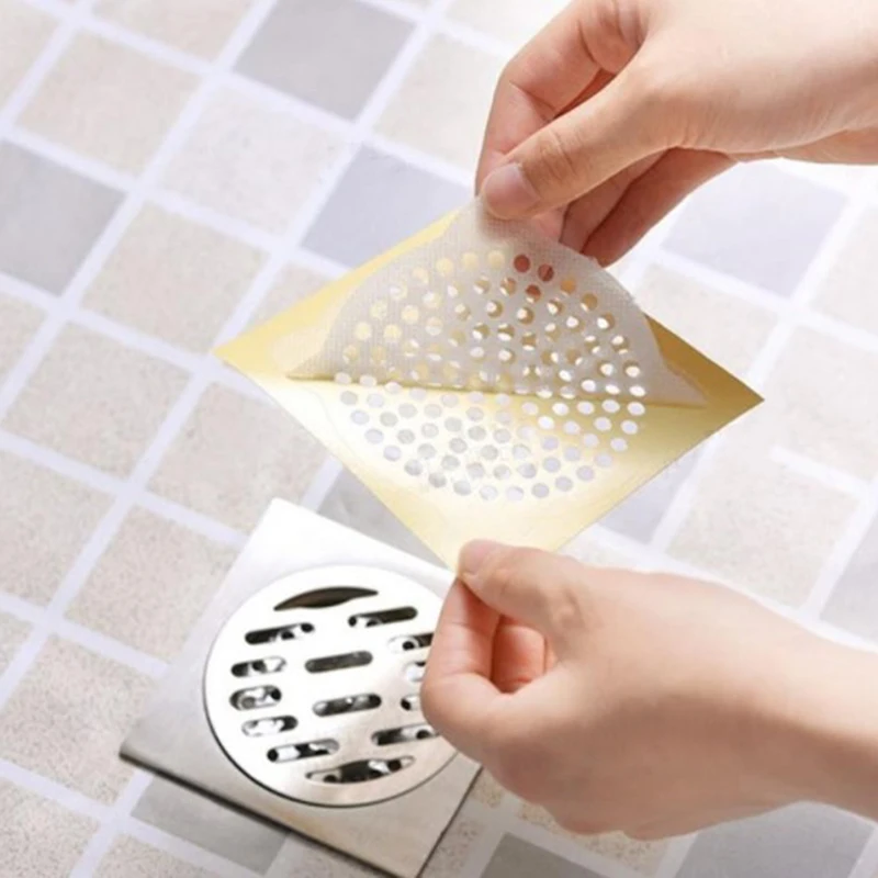 

20pcs/pack Disposable Floor Drain Stickers Kitchen Bathroom Sewer Anti-blocking Filter For Hair Non-woven Home Cleaning Supplies
