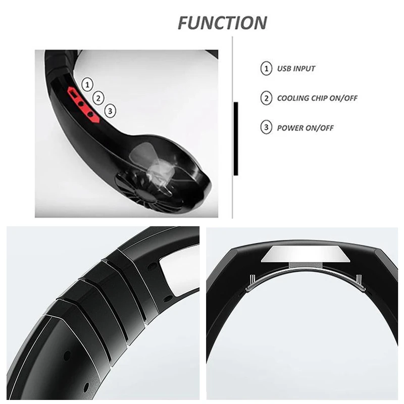 

Hanging Neck Fan Portable USB Mini Air Cooler Mechanical Low Noise Refrigeration Endurance Adjust Angle