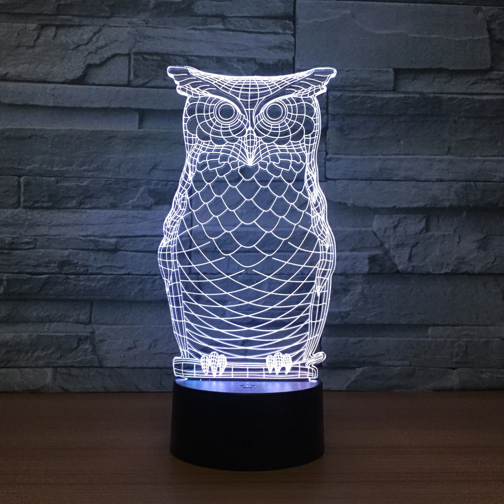 

3D kid led night light table beside sleep lamp Romantic Owl light kids for children baby boy girl home bedroom decor gift
