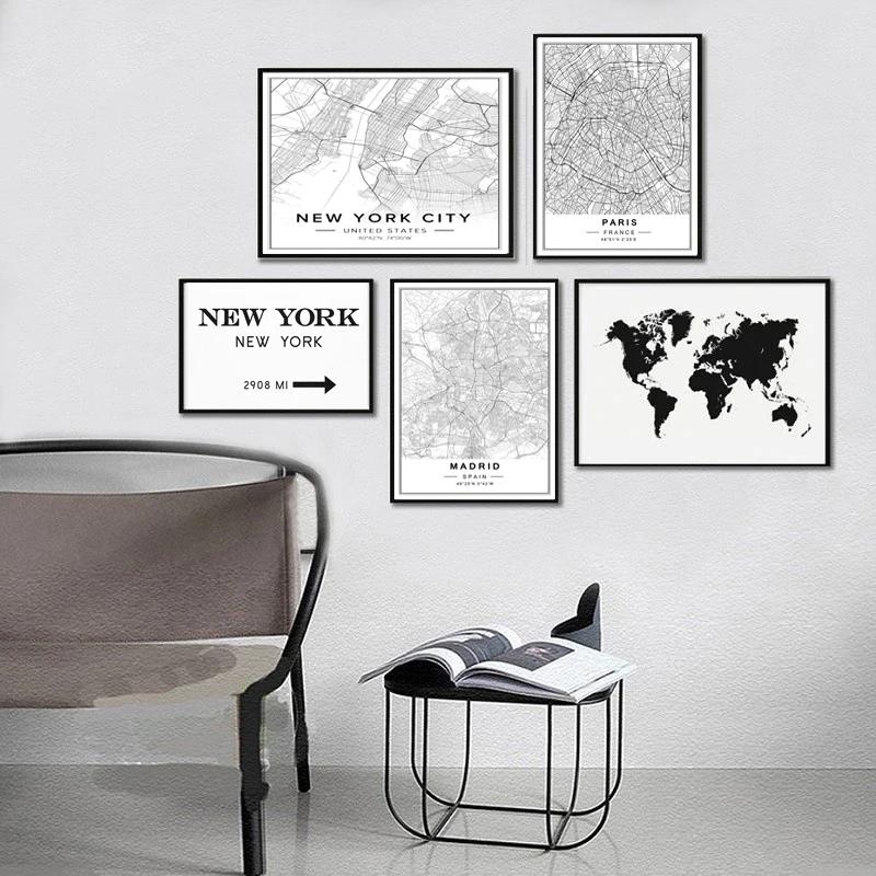 

Home Decor Canvas Paintings World Famous City Wall Art Map Berlin Oslo Poster Print Pictures for Living Room