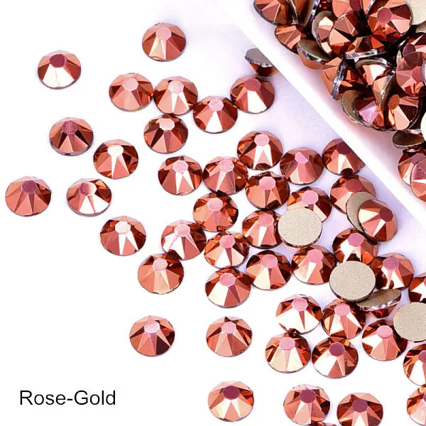 Rose gold 1440 шт Новые популярные цвета 8 больших+ 8 маленьких 16 граней горный хрусталь Кристалл Flatback не горячей фиксации украшение для ногтей горный хрусталь B3638 - Цвет: Rose gold