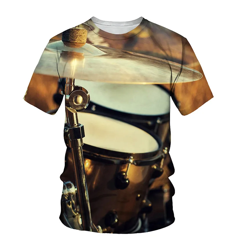 

Drum Kit 3D Print Men T-shirt 2021 Summer New O Neck Short Sleeve Tees Tops 3D Style Male Clothes Fashion Casual T-shirts