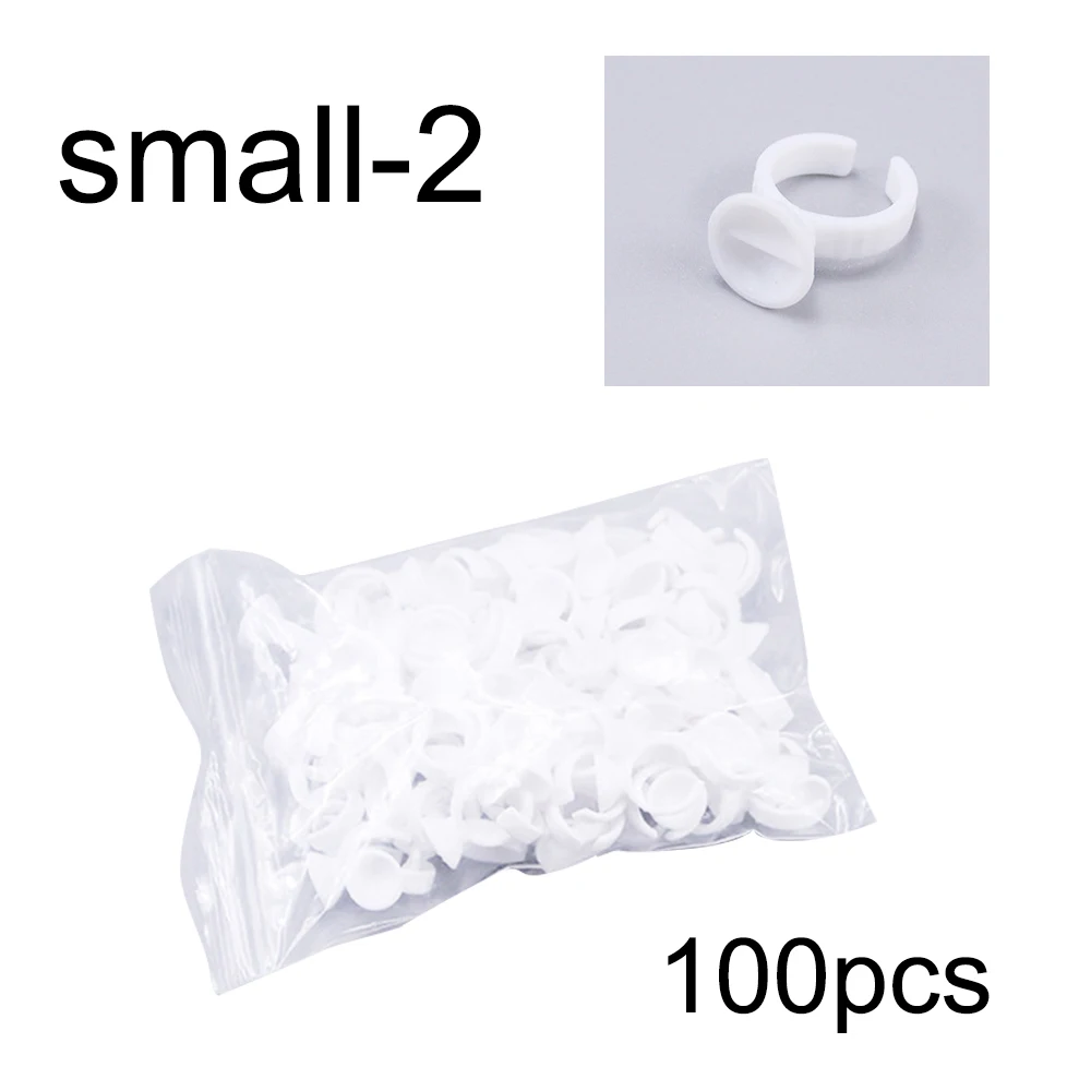 small2 100 шт. пластиковых лотков для наращивания ресниц, одноразовые пигментные кольца для татуажа, клеящиеся накладные ресницы, пластиковый лоток для клея - Цвет: small2