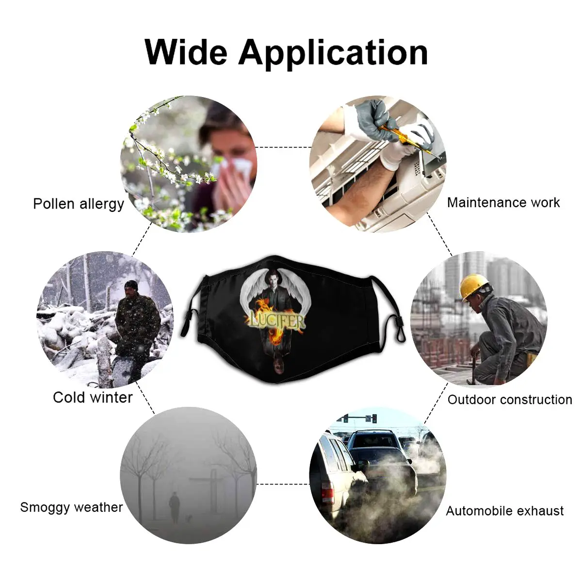 

Lucifer Morningstar Mouth Face Mask Lucifer Morningstar Facial Mask Cool Kawai with 2 Filters for Adult