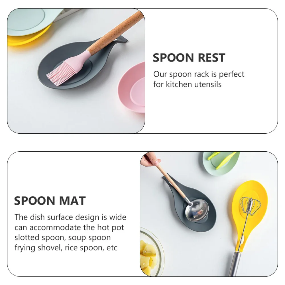 

2pcs Tableware Storage Pads Spoon Organizers Silicone Spoon Holders (Grey)