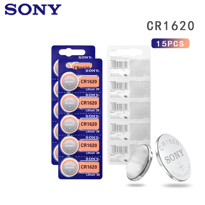 

15Pcs/Lot Sony Original cr1620 Button Cell Batteries For Watch 3V Lithium Battery CR 1620 BR1620 Remote Control Calculator