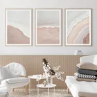 Абстрактный Розовый Бежевый пляж морские волны богемный мраморный постер HD Печать на холсте картины для современного украшения дома