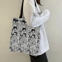 new animation pattern canvas tote bag retro art fashion travel bag women leisure eco shopping high quality foldable handbag