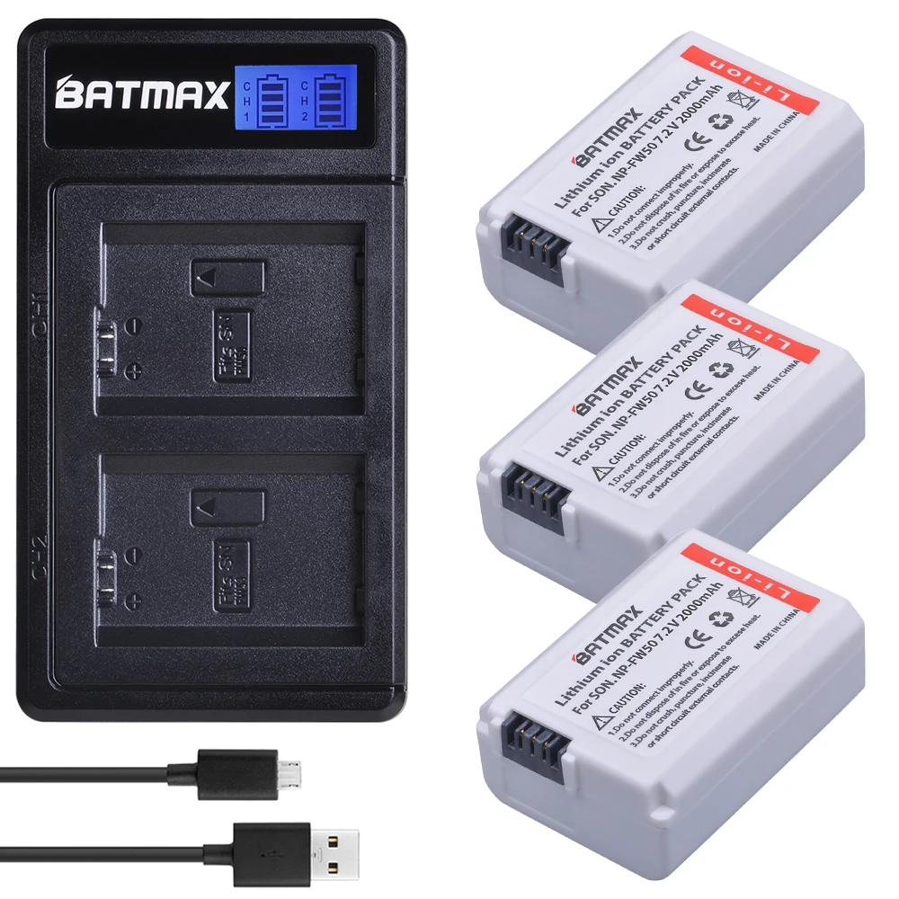 Batmax 3 шт. двойное зарядное устройство для Sony Alpha a6500 a6400 a6300 a6000 a5000 a3000 a7R|Цифровые