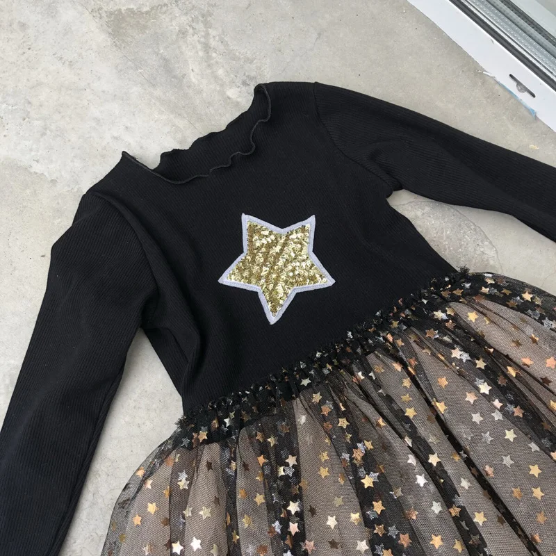 Новинка года; Сетчатое платье для девочек; нарядное платье на свадьбу для маленьких девочек; бальное платье принцессы с блестками и звездами для девочек; vestidos; RT344