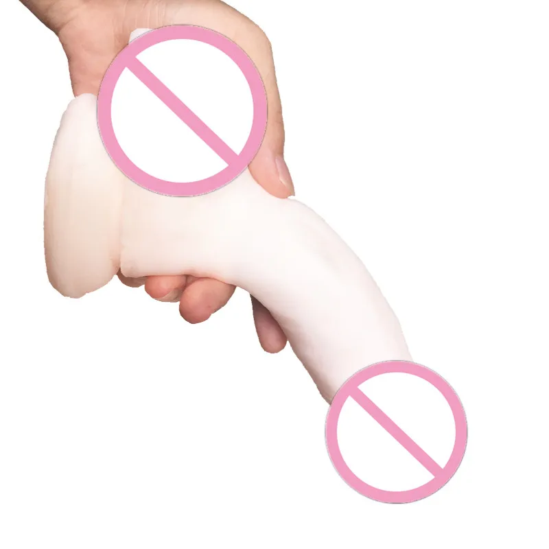 Белый супер мягкий фаллоимитатор с присоской большой реалистичный пенис гибкий