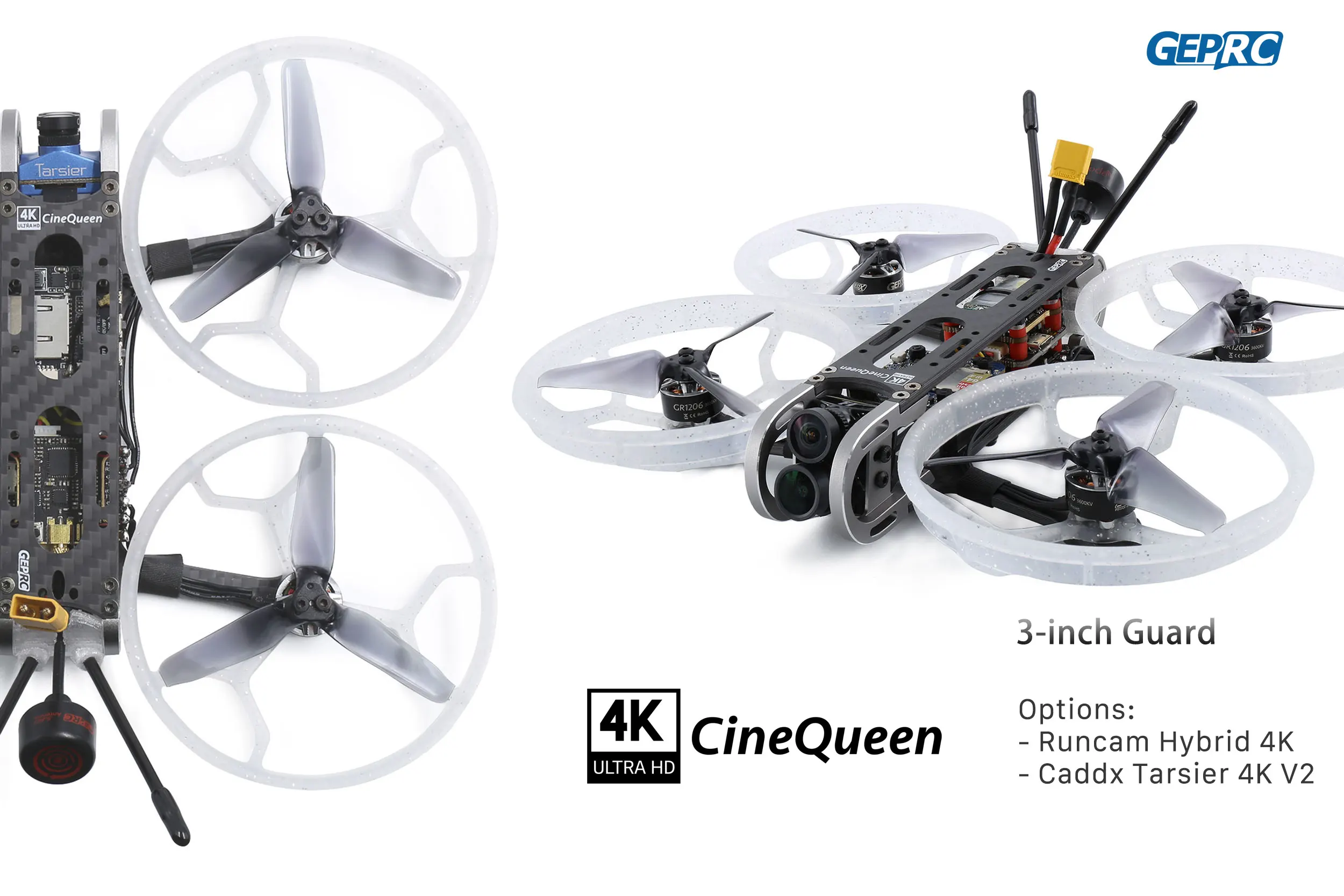 

GEPRC CineQueen 145mm 3Inch Tarsier V2/Hybrid 4K HD Camera 4S RC Duct Drone Cinewhoop for FPV Racing Freestyle PNP/BNF