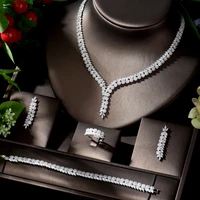 hibride high quality aaa cz wedding necklace and earrings luxury bridal jewelry sets for bridesmaids pendientes de fiesta n 1327