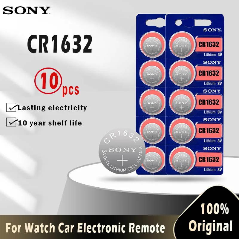 10 шт. Sony 100% оригинальный CR1632 литиевая батарея для часов Автомобильный ключ
