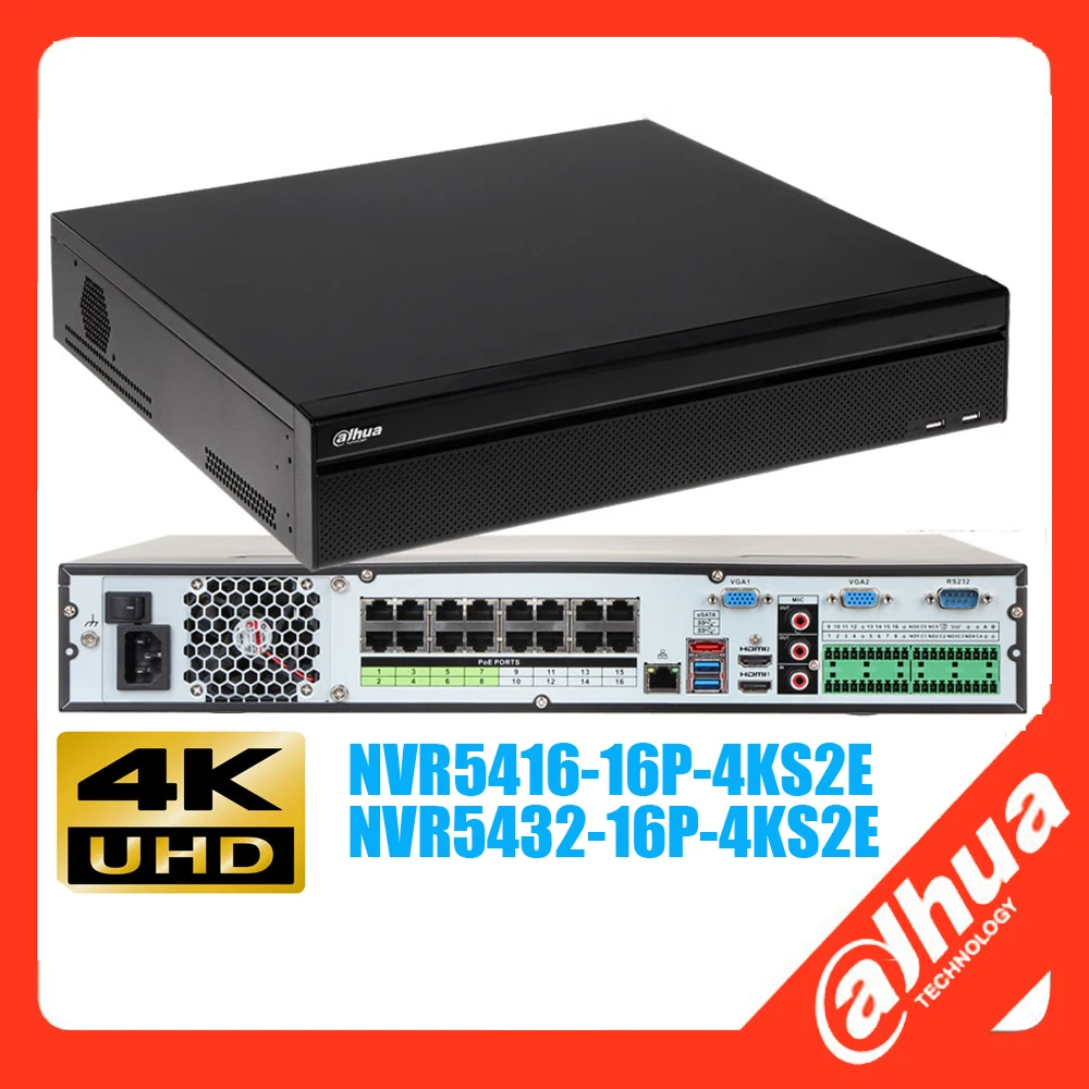 

dahua mutil language ai face NVR NVR5432-16P-4KS2E DH-NVR5416-16P-4KS2E 16POE ports 4K H.265 NVR Network Video Recorder
