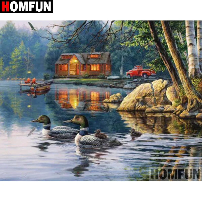 

Алмазная живопись HOMFUN, вышивка крестиком 5D, «домик на дереве», домашний декор «сделай сам», A30211