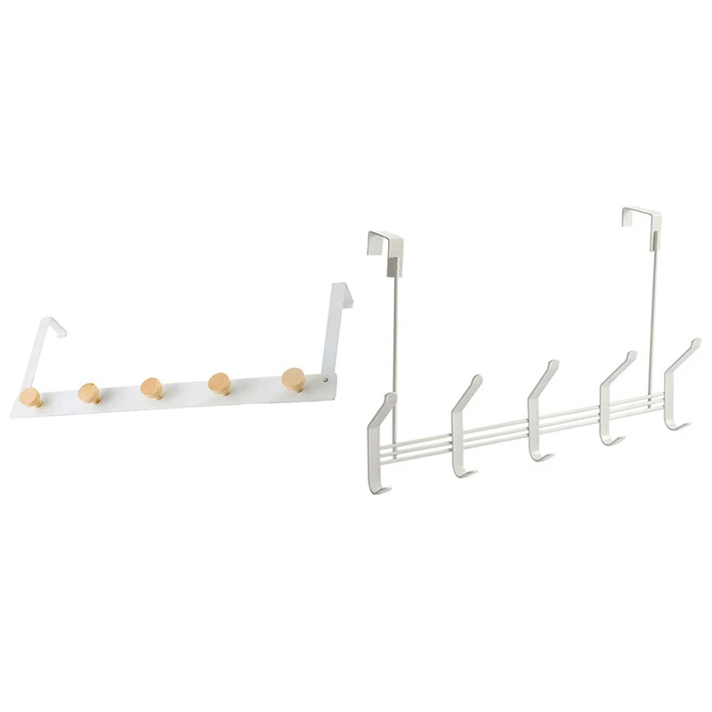 

2 Pcs Door Hanging Hook Punch Free Door Hanger Hats Tie Clothes Coats Rack Towel Shelf 37X26cm & 50X16X4.5Cm