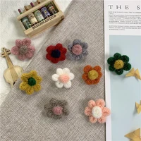 3pcs cute girls woolen sunflower pins for women fashion woollen flower brooches female jewelry wedding party kids gifts