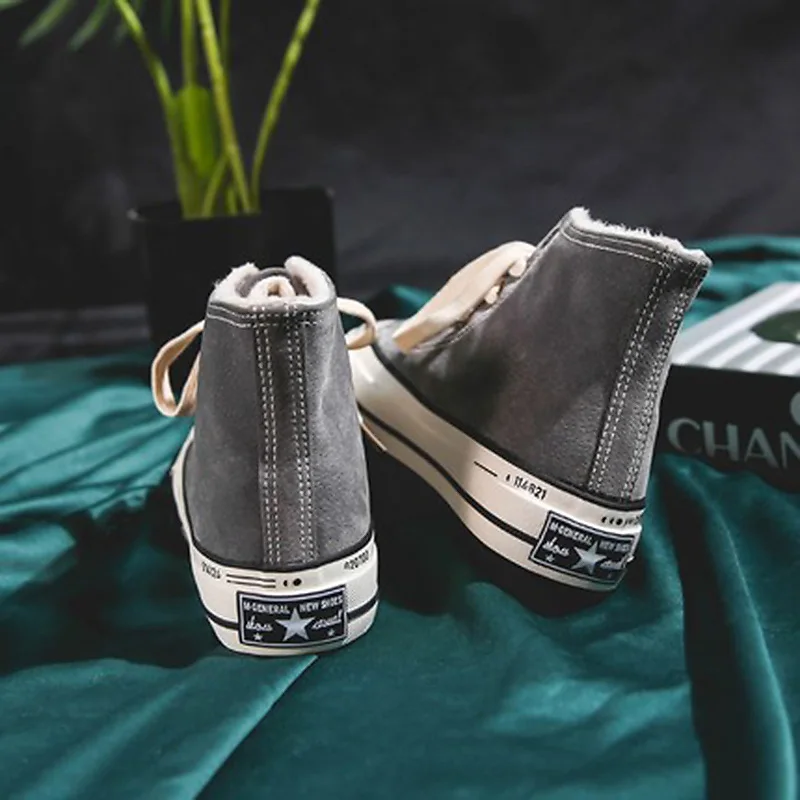 Модные высокие кроссовки обувь из микрофибры Женская Повседневная Теплая на