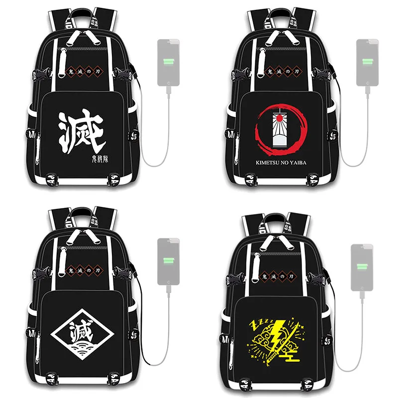 

Аниме рюкзак wiht USB зарядка порт сумки для ноутбука демон Slayer:Kimetsu no Yaiba сумки для ноутбуков книжная сумка для студентов девочек мальчиков