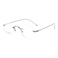 titanium rimless eyeglasses steve jobs mens round eyewear rx optical lightweight glasses