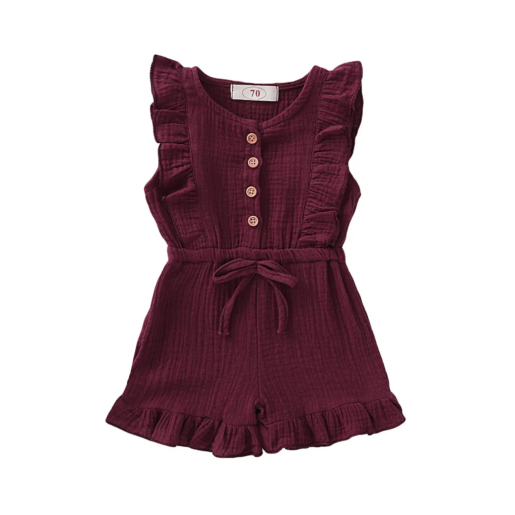 Детский комбинезон однотонный без рукавов на пуговицах для маленьких мальчиков