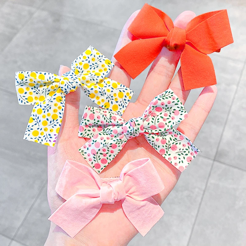 2 шт./компл. новые милые красочные заколки для волос с цветочным принтом и бантом