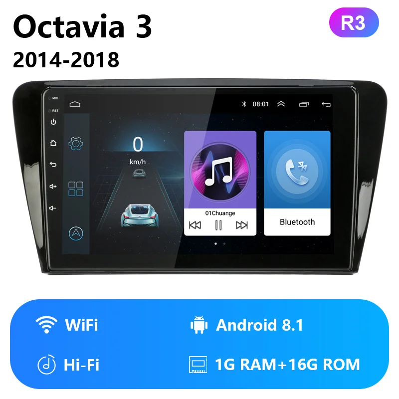 R3 10," 2Din Android 8,1 для Volkswagen SKODA Octavia 3 A7- автомобильный Радио Мультимедиа Видео плеер навигация RDS головное устройство - Цвет: R3