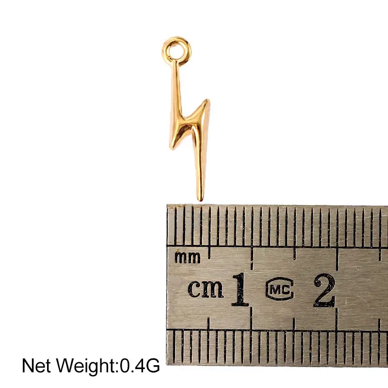 

Hot Sale Gold Color Zinc Alloy Mini Lightning Charms 19*5mm Popular Metal Geometry Pendant For DIY Neckalce Hadnmade Accessories