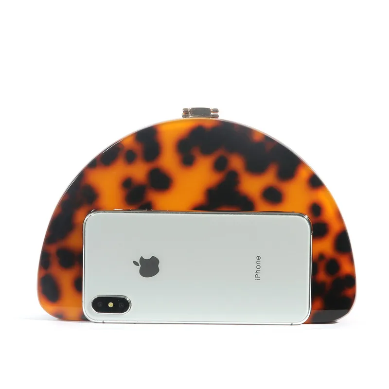 Модный классический Леопардовый цвет акриловый клатч полукруглый вечерний