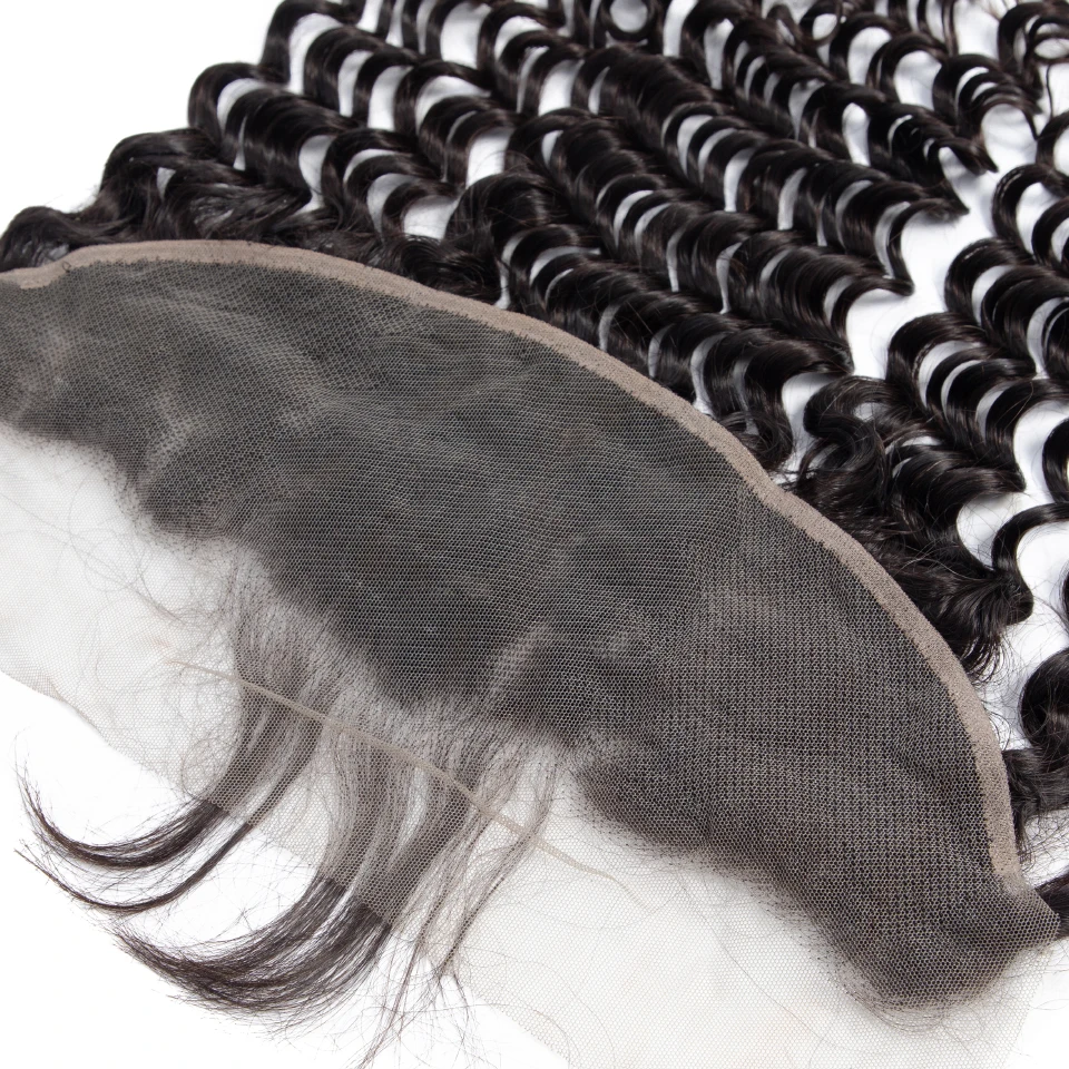 Fashow Brazilian Deep Wave Hair Bundles With Frontal Closure Curly Human with Ear to 13X4 Lace | Шиньоны и парики