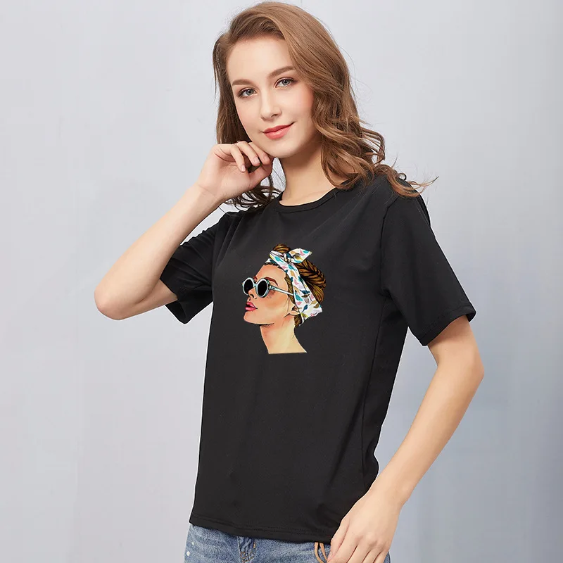 

2021summer new ins loose short-sleeved t-shirt female print white women's top