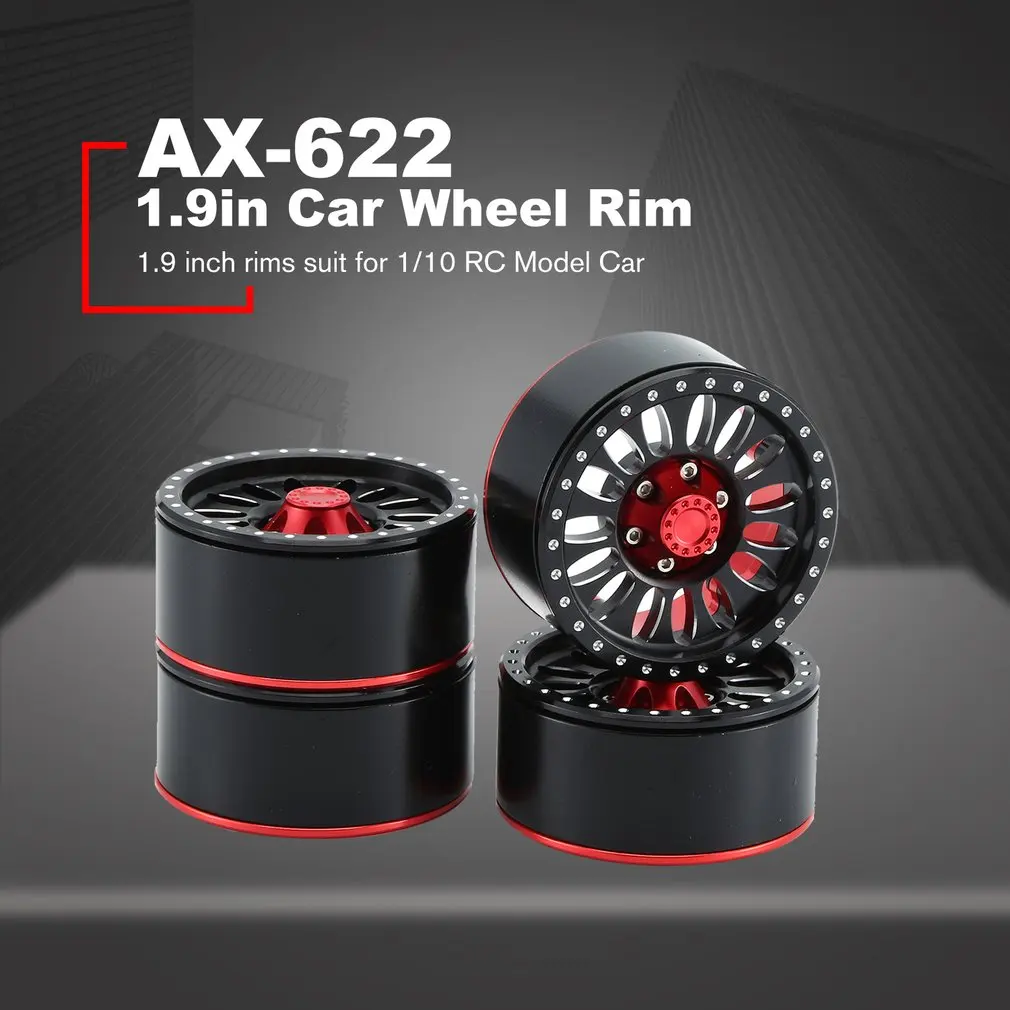 AX-622 металлический обод колеса 4 шт. колесо с бедлоком ступица 1,9 дюйма RC Авто черный обод колеса автомобиля набор для 1/10 RC модель автомобиля
