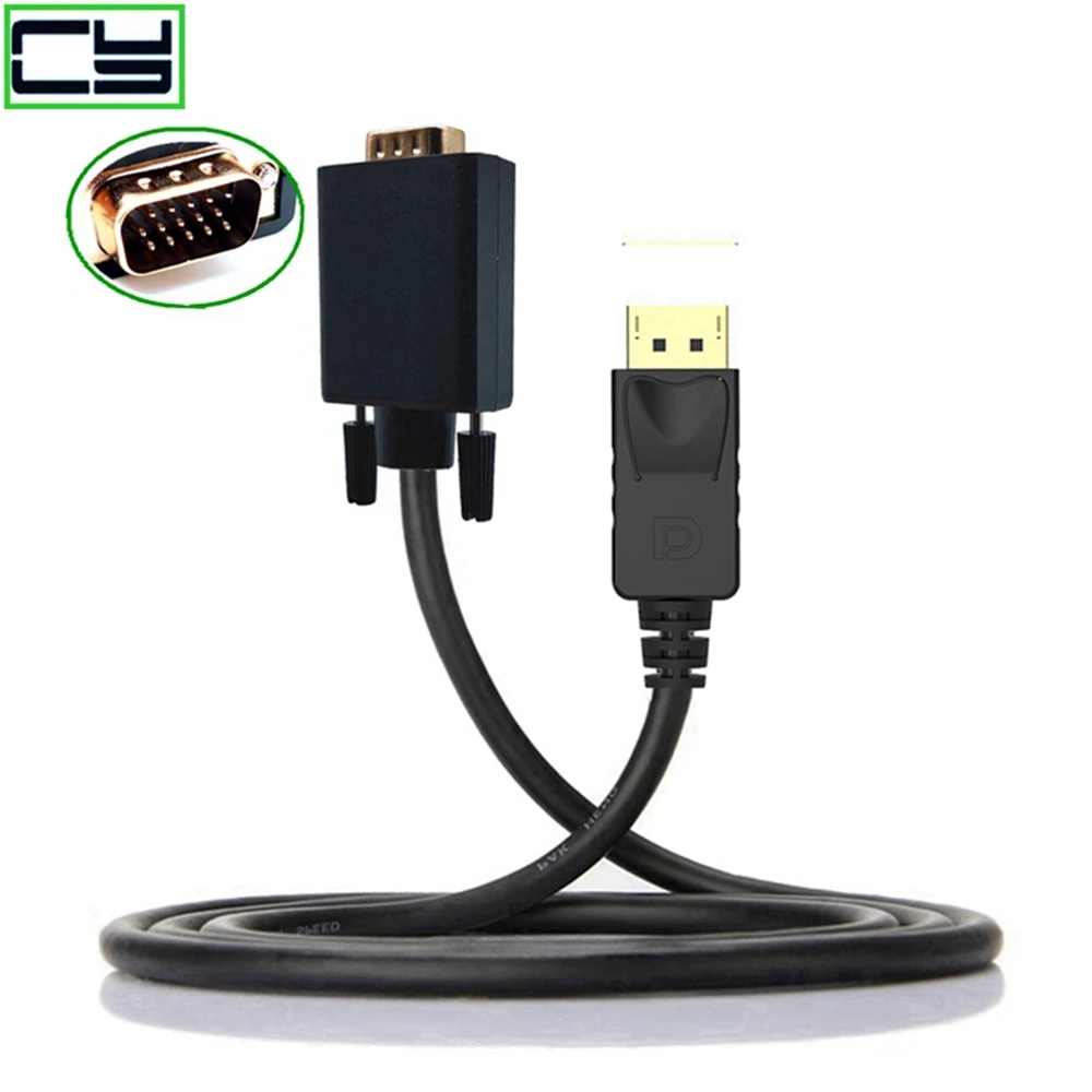

1.8m DisplayPort Male to VGA Male Adapter Converter Cable DP to VGA Audio Video Cord Wire Line for Computer Projector