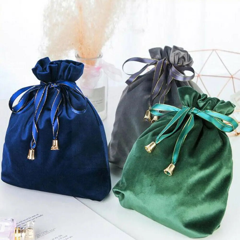 

1pcs High Quality Velvet Bag Drawstring Cosmetic Bag Nordic Drawstring Pocket Pouches Christmas Storage Portable Travel Gift