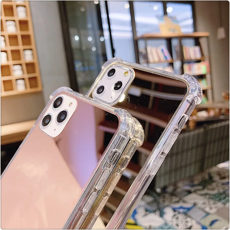 Luxury Clear Makeup Mirror Phone Case For iphone 11 12 Pro XS MAX Mini XR X 7 8 6S 6 Plus SE 2020 Shockproof Soft Silicone Cover